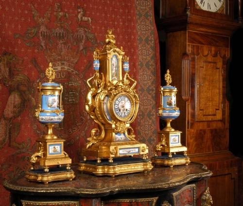 fig 1. ***** SOLD ***** JAPY FRERES Sevres porcelain and gilt metal clock set